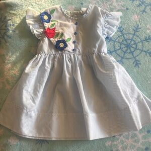 Vintage Petit Jouet Charming Striped Kids Dress with Floral Accents
